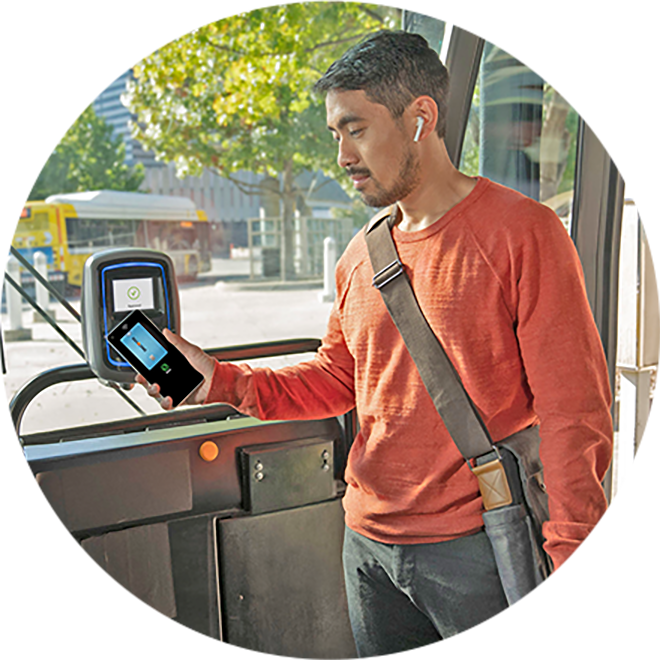 paying bus fare with mobile wallet