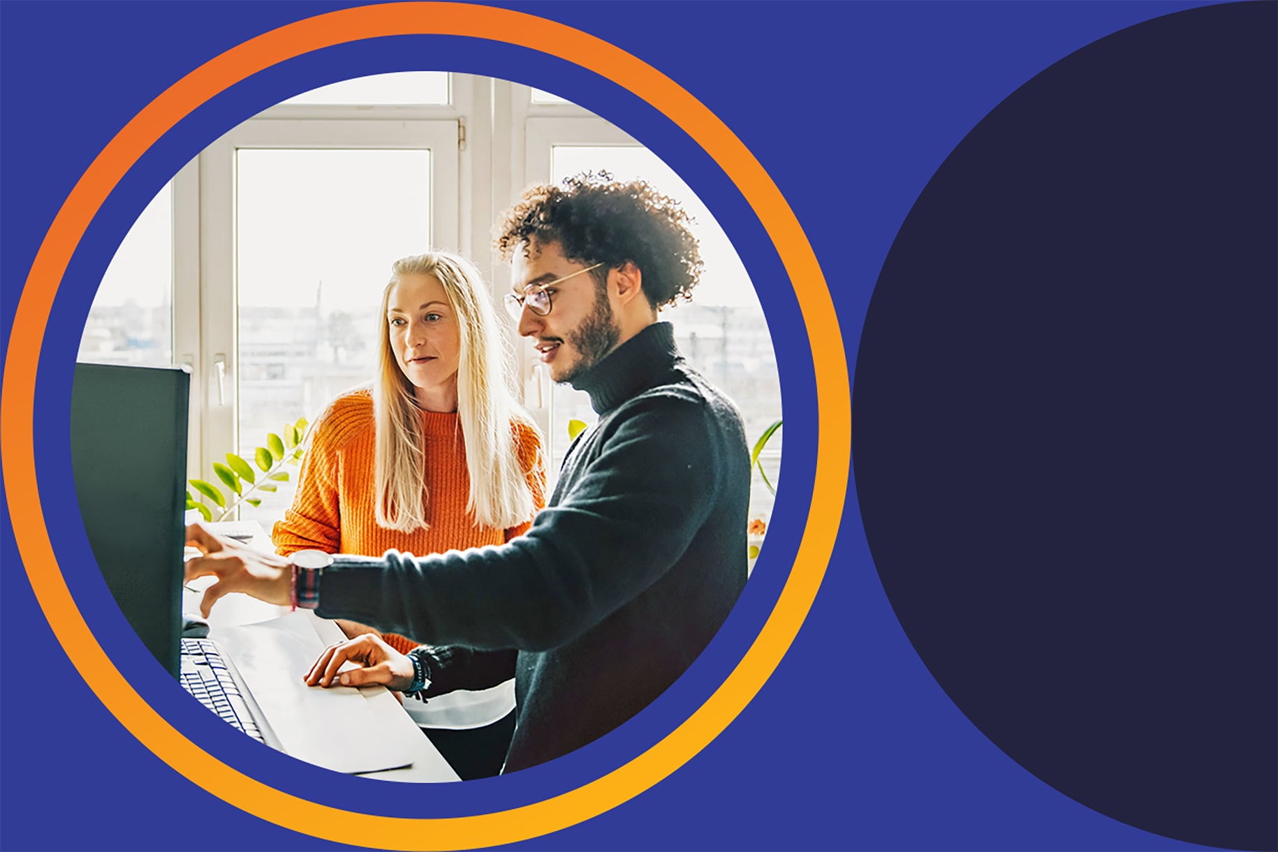 two people working together at office