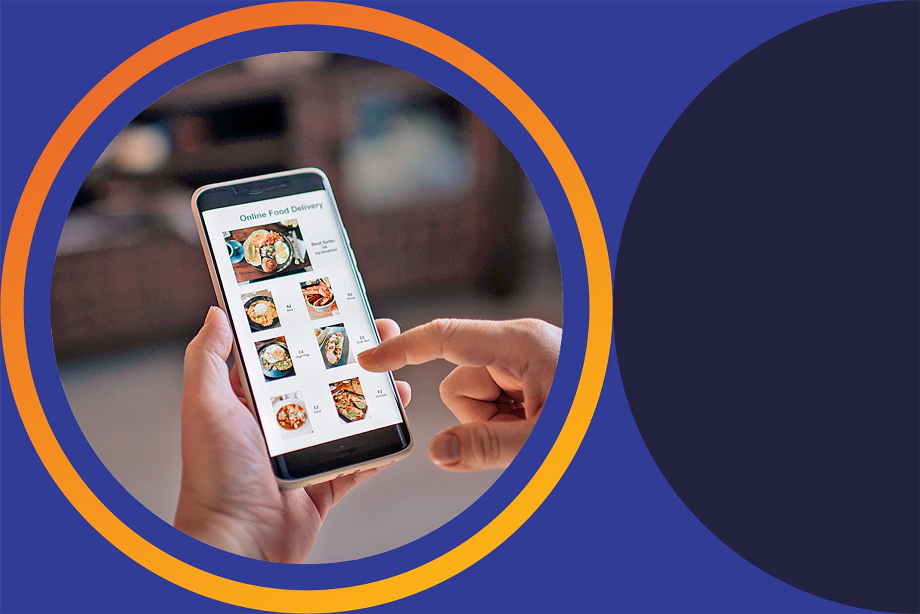 person browsing through food on their phone