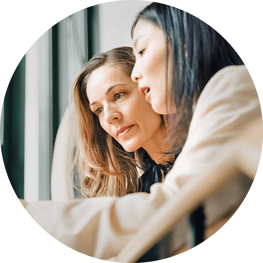 co-workers looking at computer