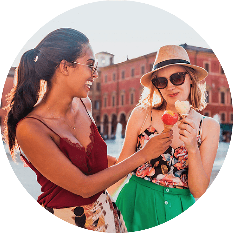 two friends eating ice cream