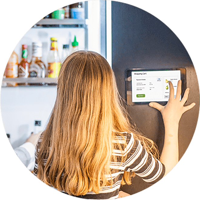 browsing products on smart fridge